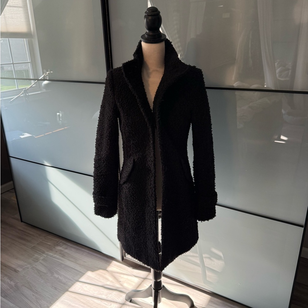 Maralyn & Me Black Teddy Jacket Cozy Mid-Length